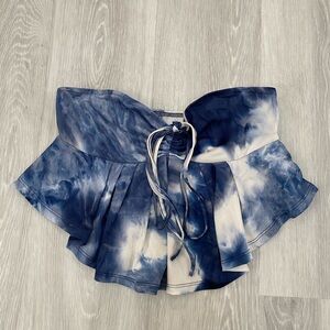 Blue Tie-Dye Skirt with Drawstring